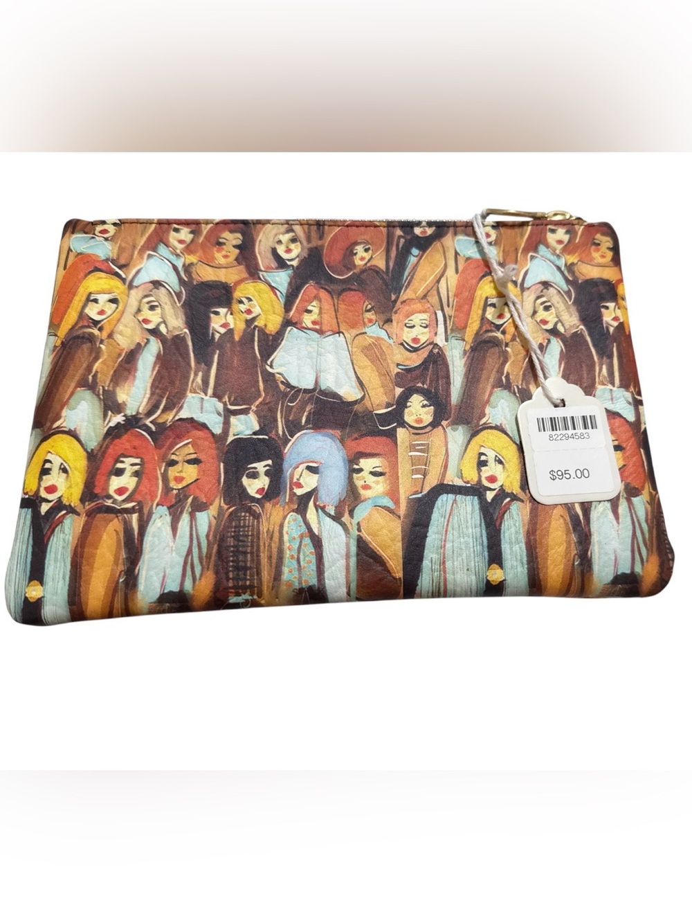 AMORFIRST Artistic Multi-Face Zipper Clutch Cosmetic Bag NWT By Sulema Honn